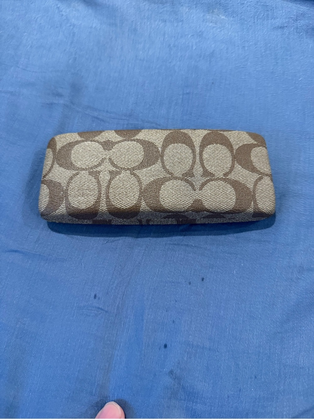 Coach Brown Signature Jacquard Glasses Case
